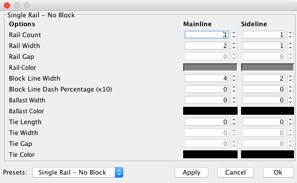 Track Drawing Options Dialog