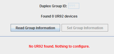 Status message showing no UR92s found